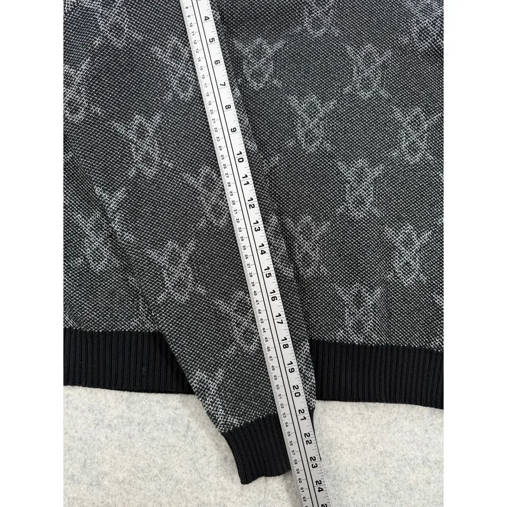 NWT Daily Paper Tems Black Knit Monogram Quarter-Zip Sweater Size MEDIUM